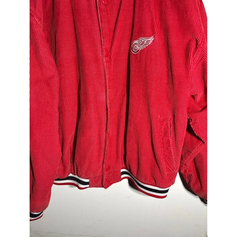 Vintage Detroit Red Wings Corduroy Varsity Jacket Spotlight Large Korea 80s‎